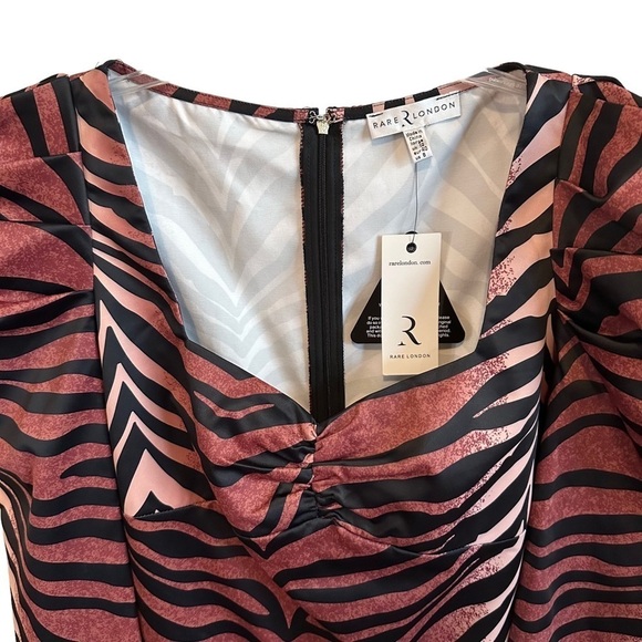 New Rare London Animal Print Mini Dress Long Sleeve Tiger Leopard NWT Sz 8 Large - Picture 3 of 16